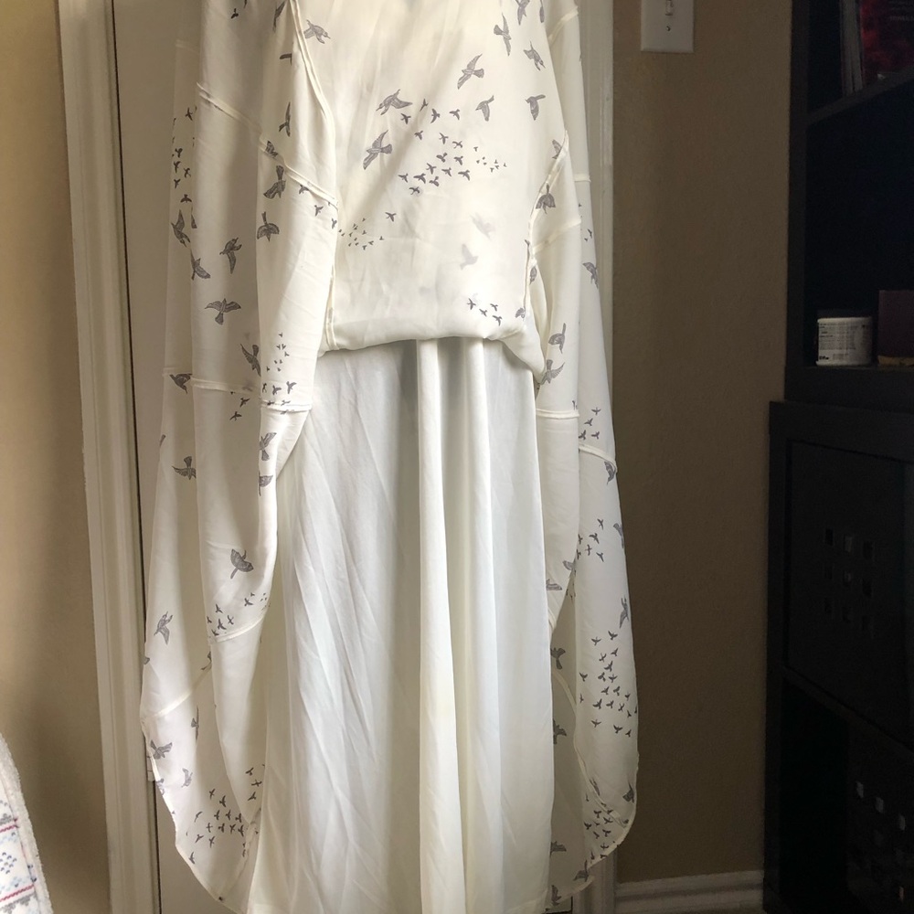 H&M White Maxi Dress with Gray Bird Print and Tie Straps - Picture 7 of 9